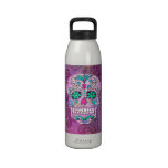 Hipster Sugar Skull Pink Teal Blue Floral Pattern Drinking Bottles