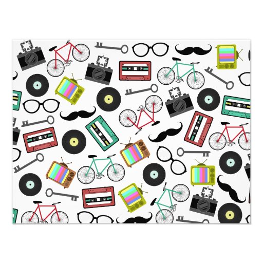 Hipster Themed Flat Notecards Personalized Invites