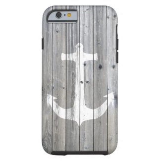 Hipster Vintage White Nautical Anchor on Gray Wood iPhone 6 Case