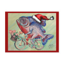 Hipster X-Mas Piranha Post Card