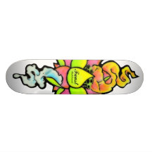 HIPTSTER FAT DADDY NEW SKOOL TATTOO LOTUS FLOWER SKATE BOARD