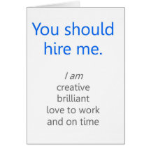 Hire me greeting card