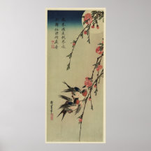 Hiroshige Swallows and Peach Blossoms Posters