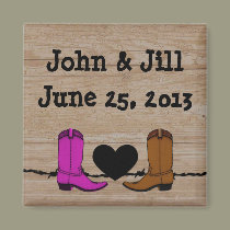 His And Her Cowboy Boots Wedding Favor Magnet magnets