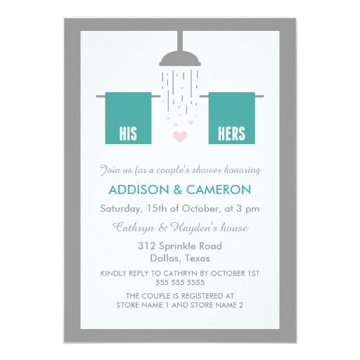 His and Hers Couple's Shower Card Zazzle