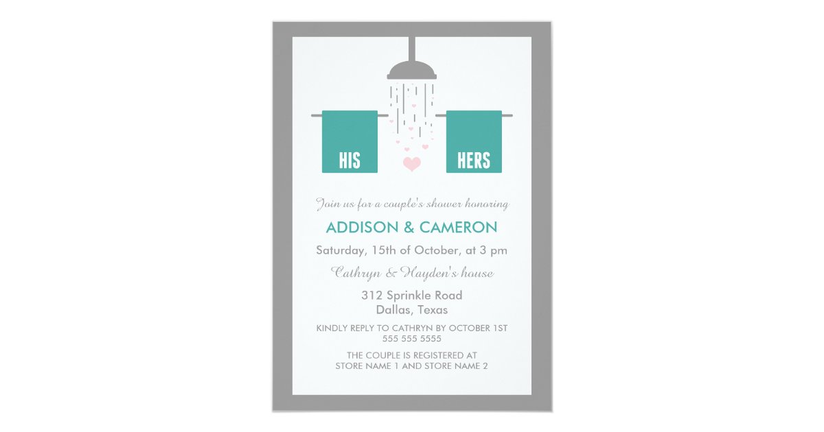 His and Hers Couple's Shower Card Zazzle