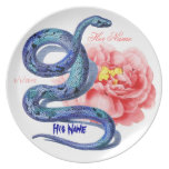 His Her Snake Rose Personalize Wedding Party Gift Dinner Plates