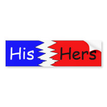 His & Hers, Blue & Red Bumper Sticker