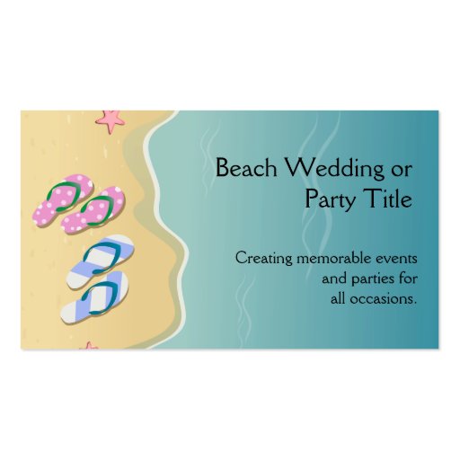 His/Hers Flip Flops on the Beach Business Card Templates (front side)