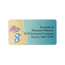 His/Hers Flip Flops on the Beach Personalized Address Labels