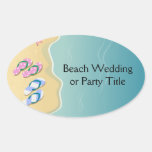 His/Hers Flip Flops on the Beach Oval Sticker