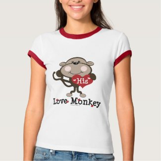 His Love Monkey Funny Valentine's Day Ringer Tee shirt