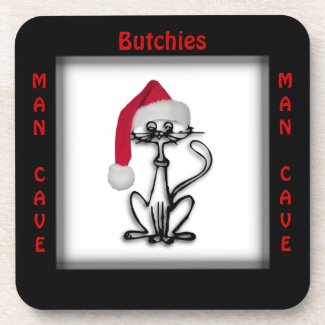 His Man Cave Square Christmas / Holiday Coasters