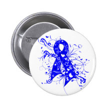 Histiocytosis Floral Swirls Ribbon Pinback Button