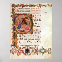 Historiated initial 'P' depicting the Nativity Posters