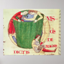 Historiated initial 'Q' depicting drapers Poster