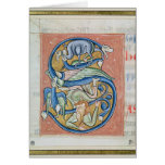 Historiated initial 'S' depicting an acrobat Cards