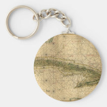 Historic 1639 Map of Cuba by Joan Vinckeboons Keychain