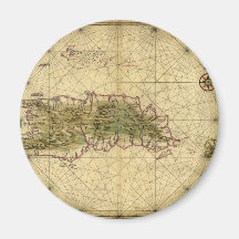 Historic 1639 Map of Hispaniola - Joan Vinckeboons Fridge Magnets