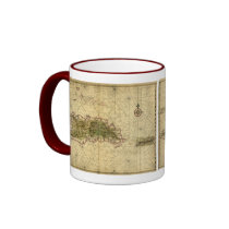 Historic 1639 Map of Hispaniola - Joan Vinckeboons Coffee Mugs