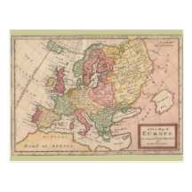 Historic 1721 Map of Europe Postcards