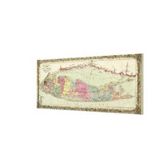 Historic 1855-1857 Travellers Map of Long Island Stretched Canvas Print
