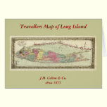 Historic 1855-1857 Travellers Map of Long Island cards