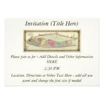 Historic 1855-1857 Travellers Map of Long Island Invite