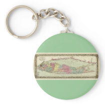 Historic 1855-1857 Travellers Map of Long Island Keychains