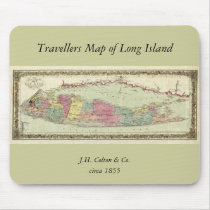 Historic 1855-1857 Travellers Map of Long Island Mousepad