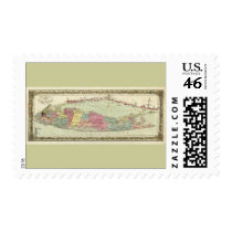 Historic 1855-1857 Travellers Map of Long Island Postage