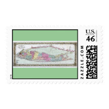 Historic 1855-1857 Travellers Map of Long Island Stamps