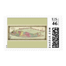 Historic 1855-1857 Travellers Map of Long Island Postage