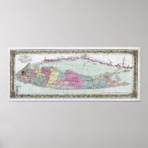 Historic 1855-1857 Travellers Map of Long Island Poster