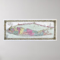 Historic 1855-1857 Travellers Map of Long Island Poster