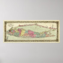 Historic 1855-1857 Travellers Map of Long Island Poster