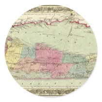 Historic 1855-1857 Travellers Map of Long Island Round Stickers