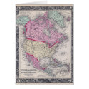 Historic 1860 Map of North America cards by ZephyrusBooks Historic 1860 Map of North America cards