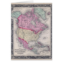 Historic 1860 Map of North America cards