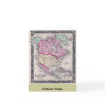 Historic 1860 Map of North America cards
