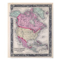 Historic 1860 Map of North America posters by ZephyrusBooks Historic 1860 Map of North America posters