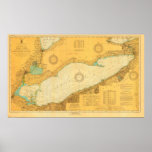 Historic 1918 Nautical Lake Erie chart poster