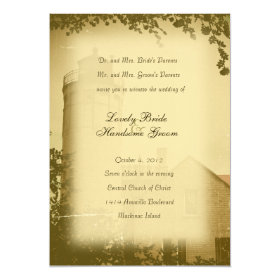 Historic Lighthouse Mackinaw City Wedding Custom Announcements