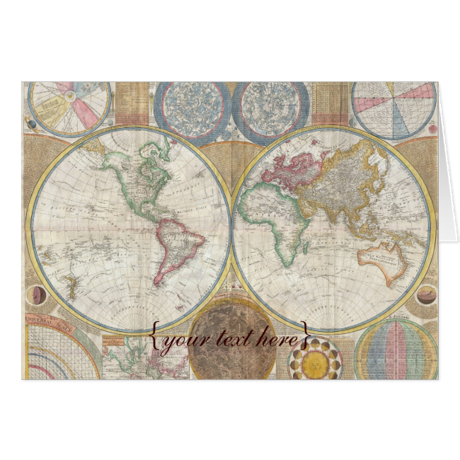 Historic Old World Map, 1794 - blank Greeting Card Historic Old World Map, 1794 - blank Greeting Card