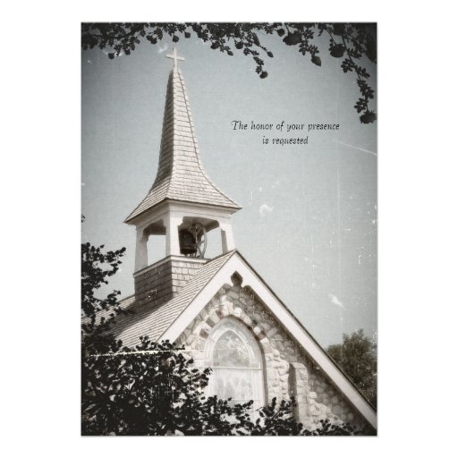 Historic Stone Church Mackinac Wedding Invitation