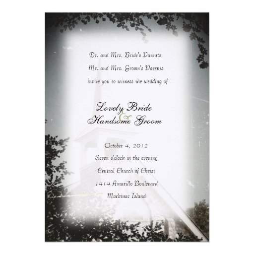 Historic Stone Church Mackinac Wedding Invitation