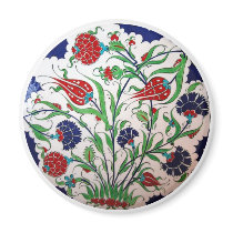 Historical Dianthus and Tulip Pattern - Tile Art Refrigerator Magnets