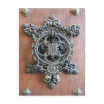 Historical Door Knocker On The Gate To Hluboka Cas postcards