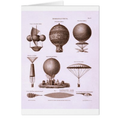 Historical Hot Air Balloon Designs Vintage Image Greeting Card by 