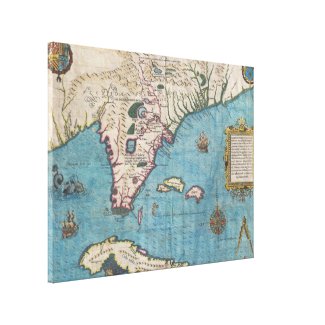 Historical Map of Florida (1591) Canvas Print